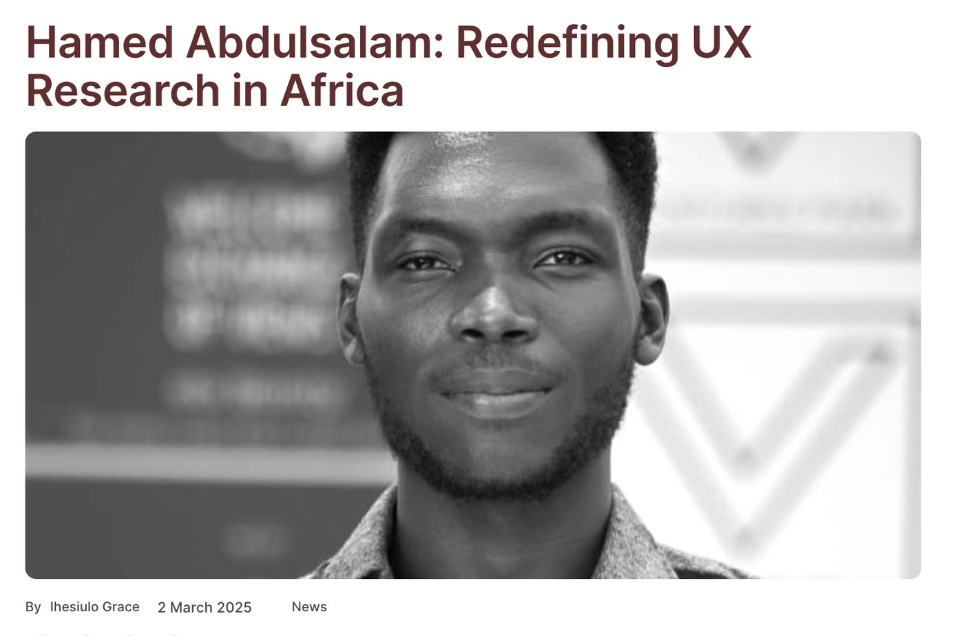 Daily Times Nigeria headline: Hamed Abdulsalam, Redefining UX Research in Africa